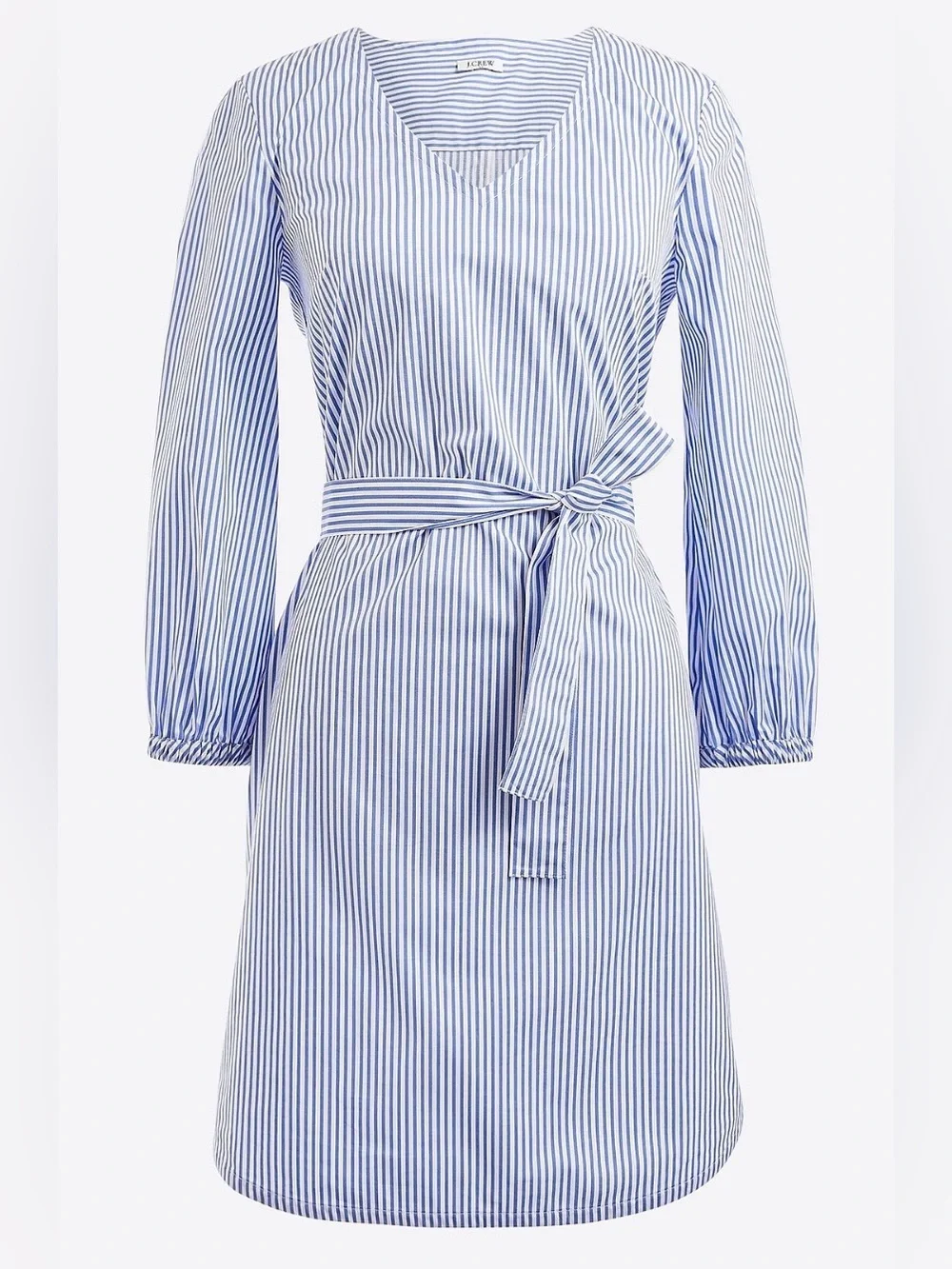 J. Crew Blue and White Striped Poplin Dress